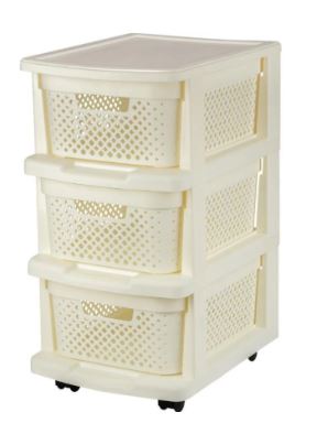 Комод plast Team STOCKHOLM с корзинами на колесиках 3-секц,компакт 37х30х56,3см молочный туман